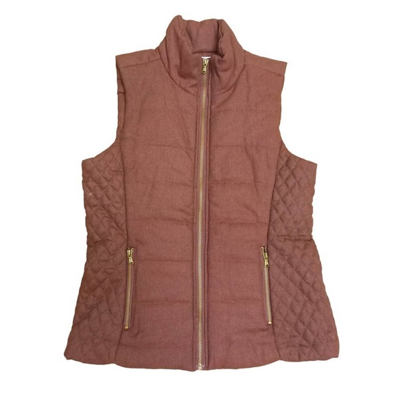 Lemon Tart Women Size M Quilted Maroon Burgundy Wine Wool Blend Zip Up Vest - Picture 1 of 7